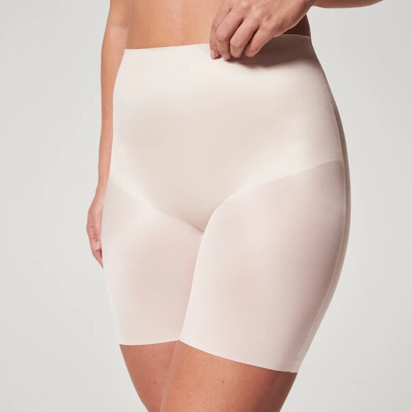 NWT Spanx Shaping Satin Mid-Thigh Short, L, Linen - Picture 5 of 11